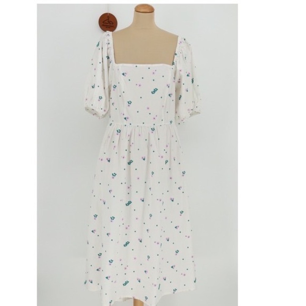 Barbour Fairacre Embroidered Floral Cutout Cotton Poplin Midi Dress Size 12 Boho
